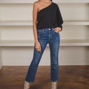 TOPSHOP-New with Tags One Shoulder Black Long Sleeve Top